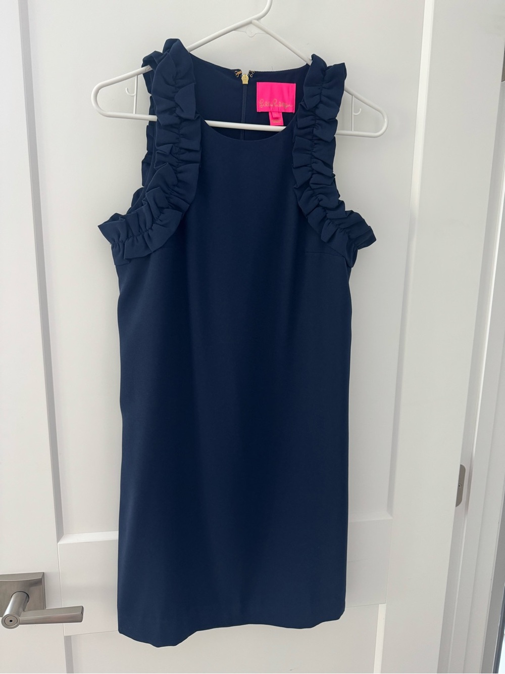 Lilly Pulitzer Navy Blue Ruffle Sleeveless Shift Dress